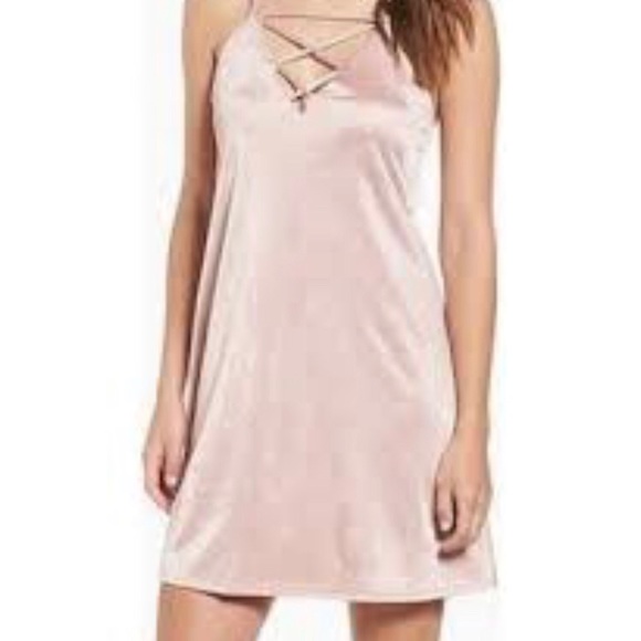 Socialite Pink Satin Criss Cross Dress - Picture 1 of 3